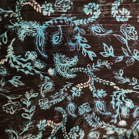 Misa Los Angeles Talia Dress Black Teal Floral Women's Medium M Flutter Sleeves - Picture 11 of 15